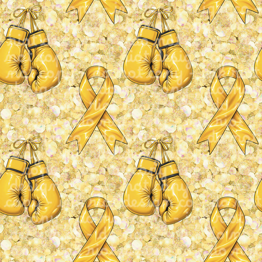 Gold Ribbon & Gloves Seamless