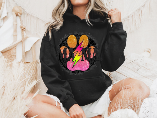 Fur Mama Lightning Paw Print Hoodie