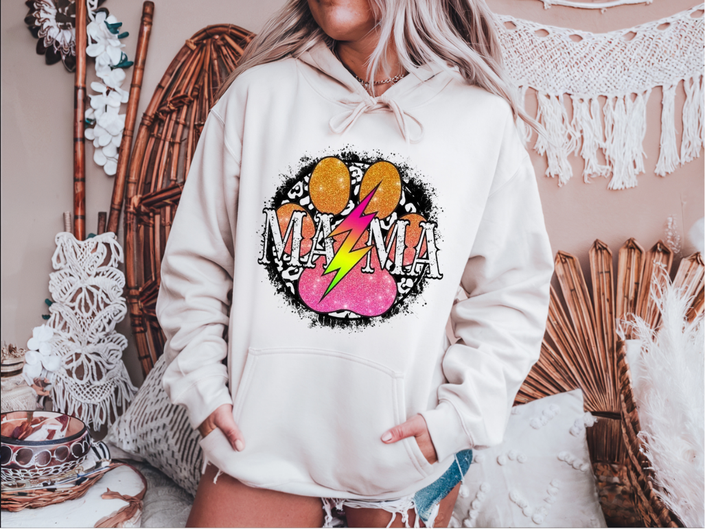 Fur Mama Lightning Paw Print Hoodie