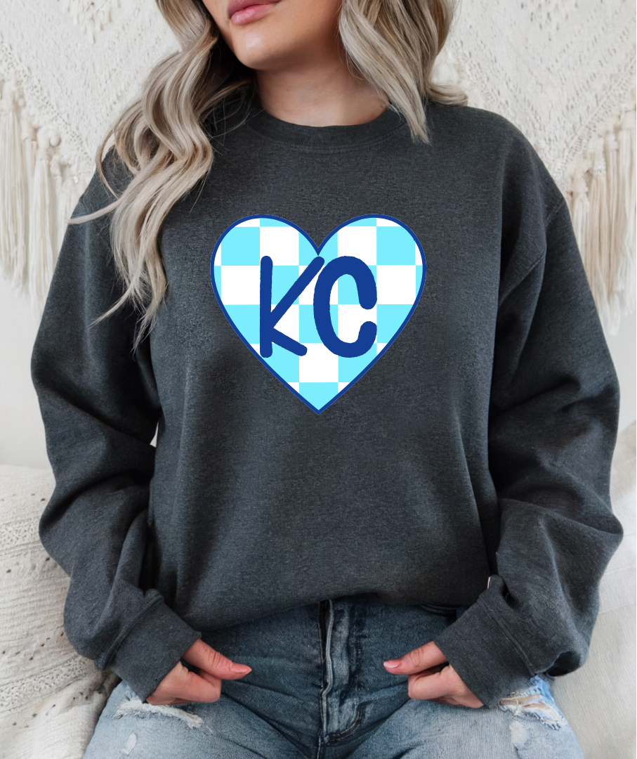 Blue Checkered KC Heart
