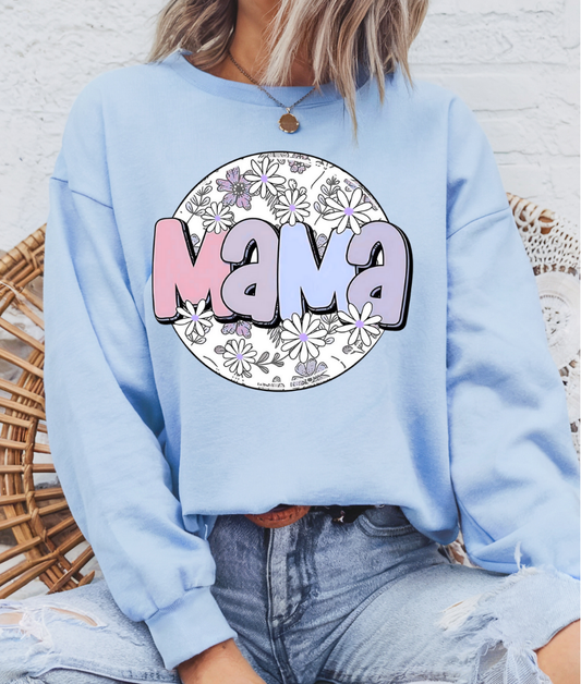 Blue Floral Mama Circle Sweatshirt
