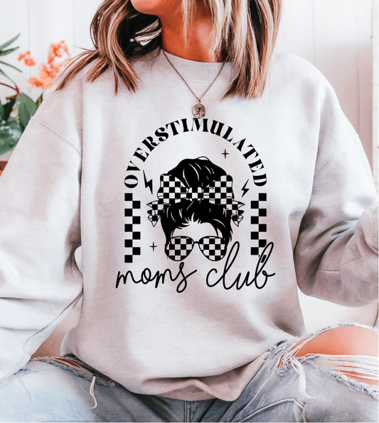 Grey Checkered Overstimulated Moms Club