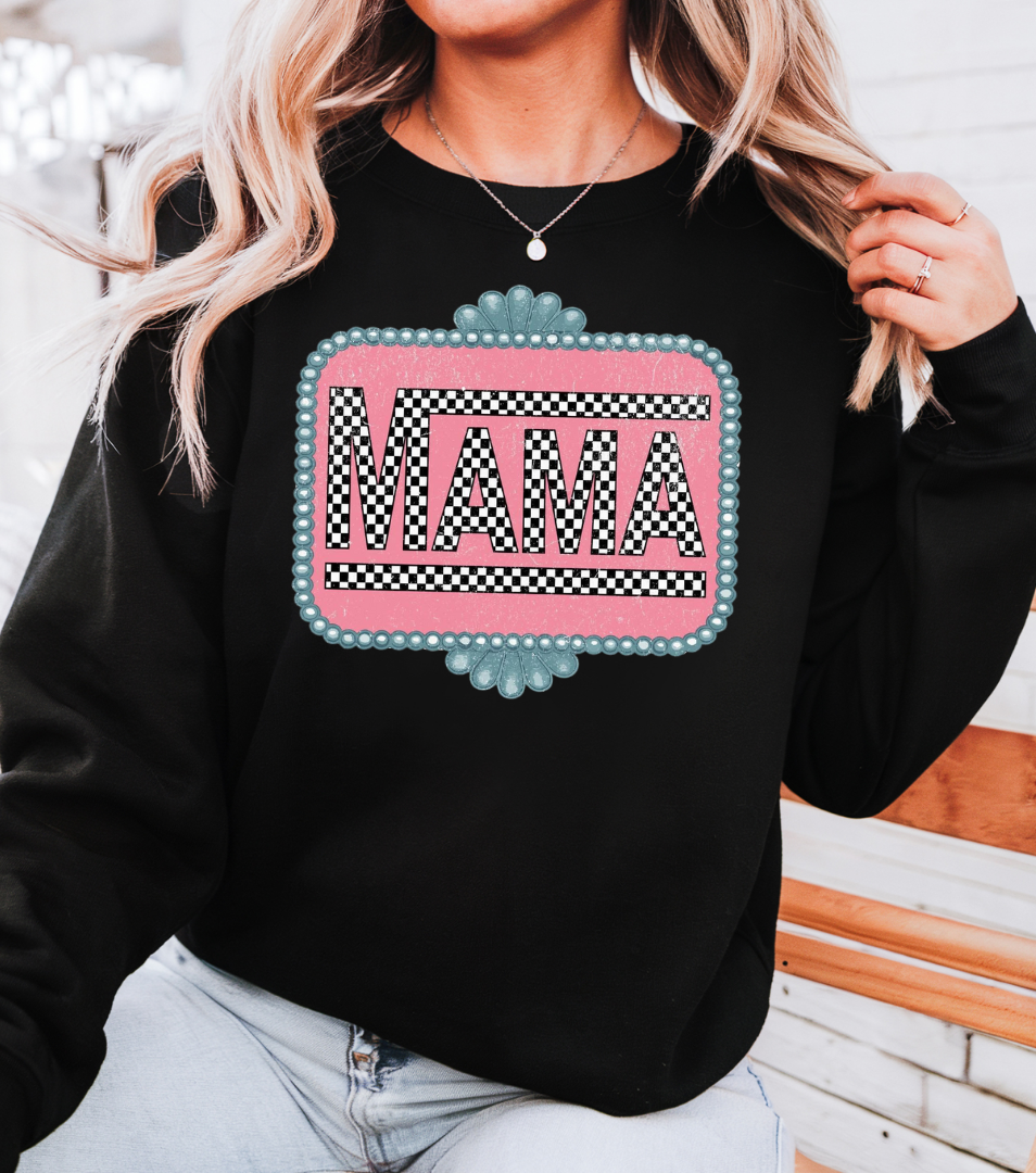 Black Checkered & Framed Mama