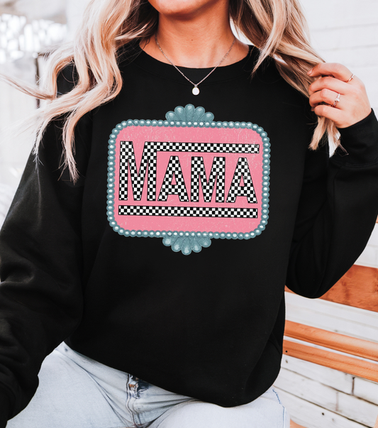 Black Checkered & Framed Mama