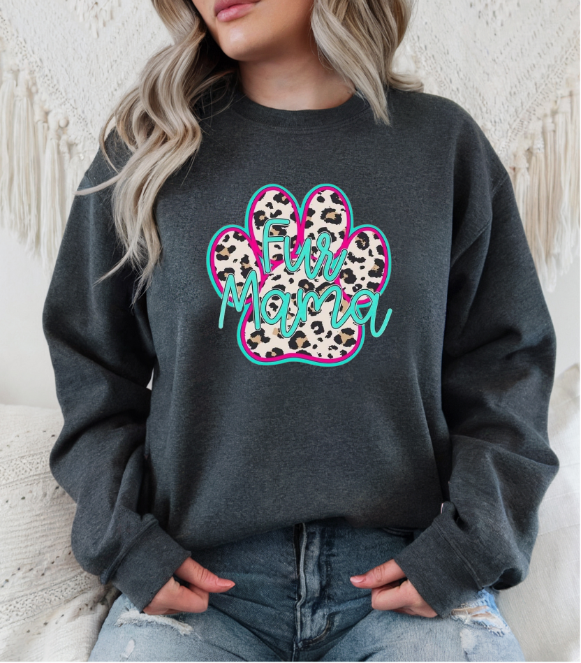 Fur Mama Leopard Paw Print Sweatshirt