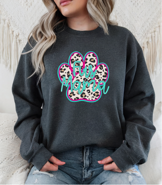 Fur Mama Leopard Paw Print Sweatshirt