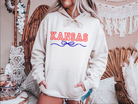 White Kansas Bow Hoodie