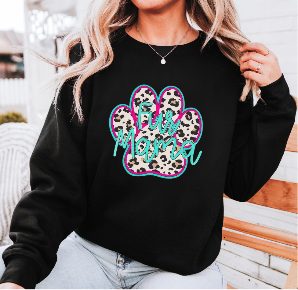 Fur Mama Leopard Paw Print Sweatshirt