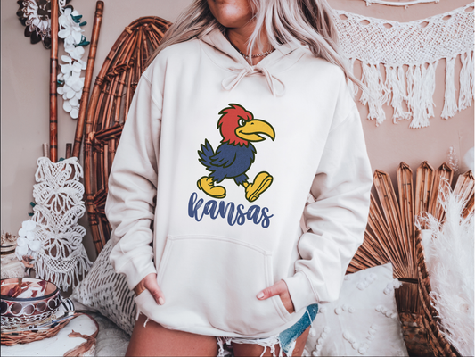 White Kansas Bird Hoodie