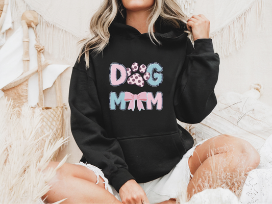 Dog Mom Paw & Bow Hoodie