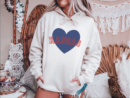 Blue Kansas Heart Hoodie