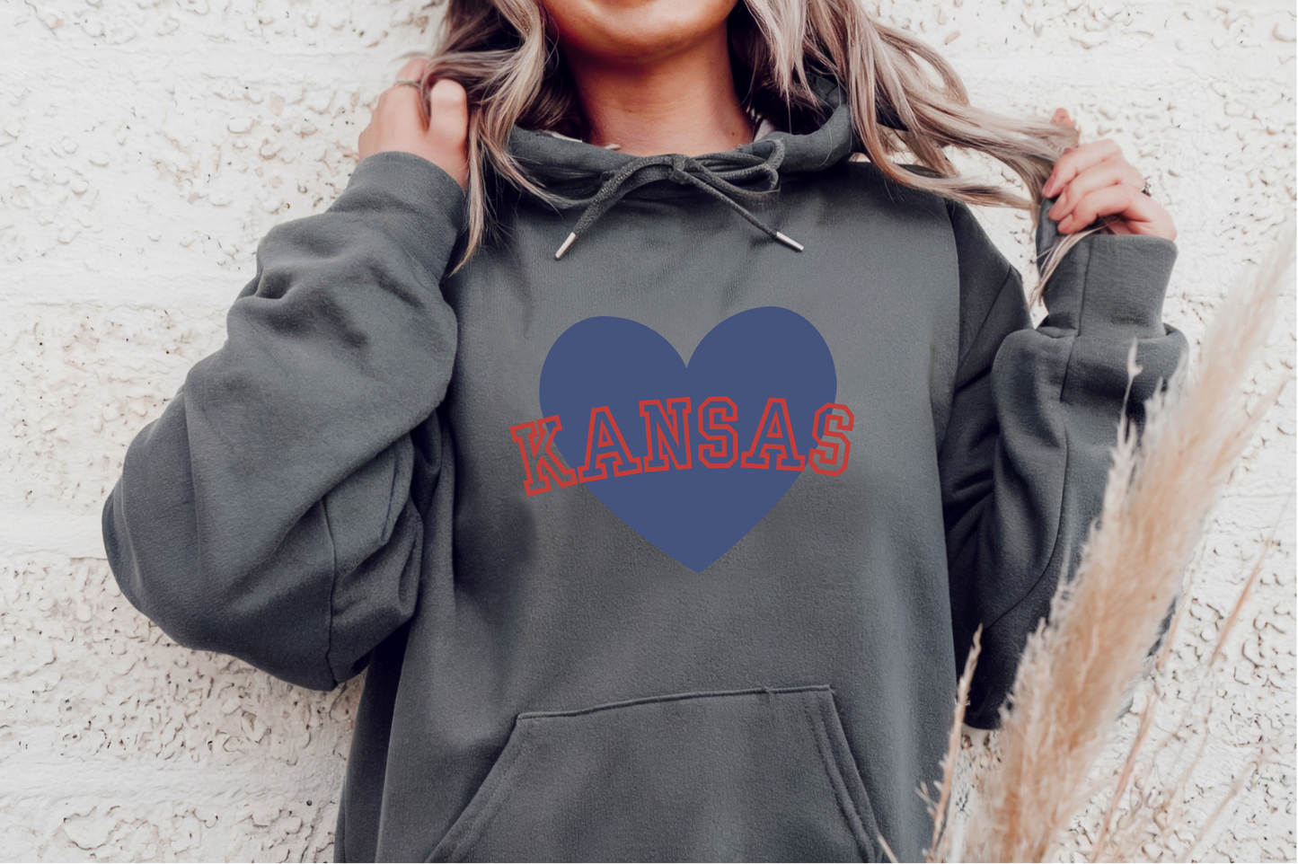 Blue Kansas Heart Hoodie