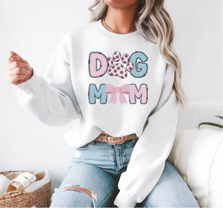 Dog Mom Paw & Bow Sweatshirt