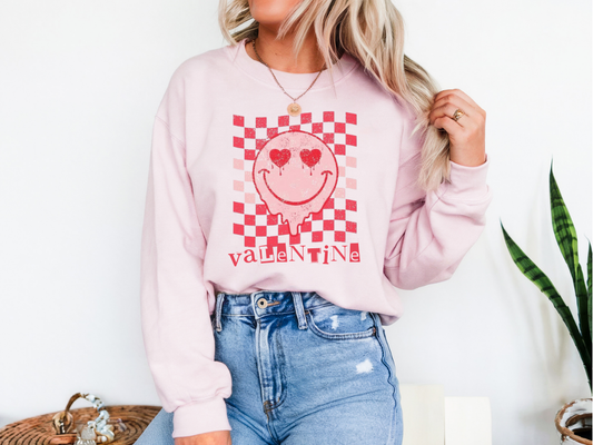 Checker Smiley Valentine Sweatshirt