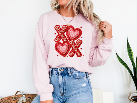 Faux Yarn XOXO Hearts Sweatshirt