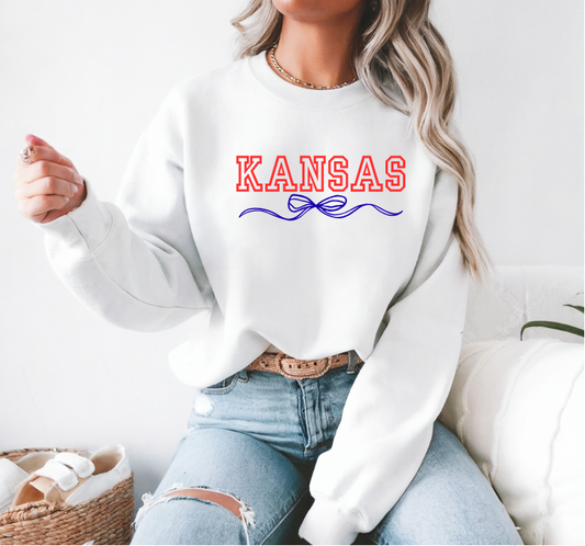 White Kansas Bow Sweatshirt