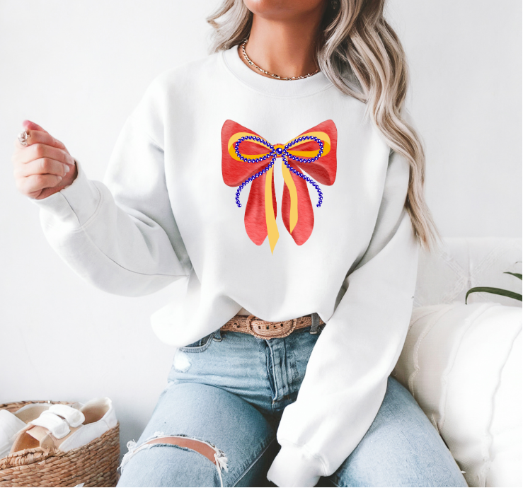 Red & Blue Kansas Bow Sweatshirt