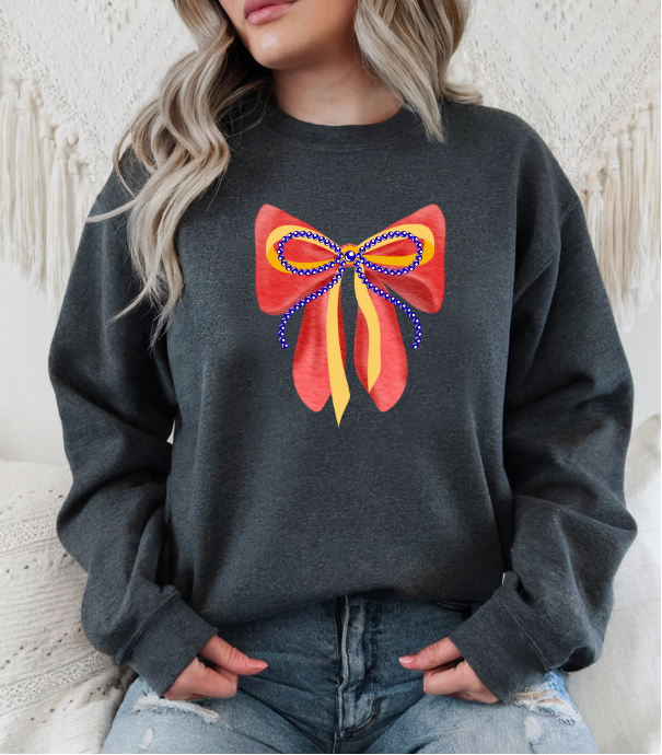 Red & Blue Kansas Bow Sweatshirt
