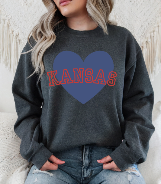 Blue Kansas Heart Sweatshirt