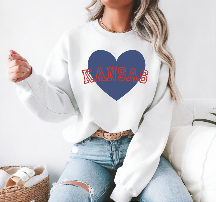 Blue Kansas Heart Sweatshirt