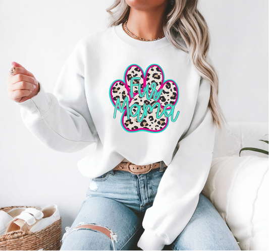 Fur Mama Leopard Paw Print Sweatshirt