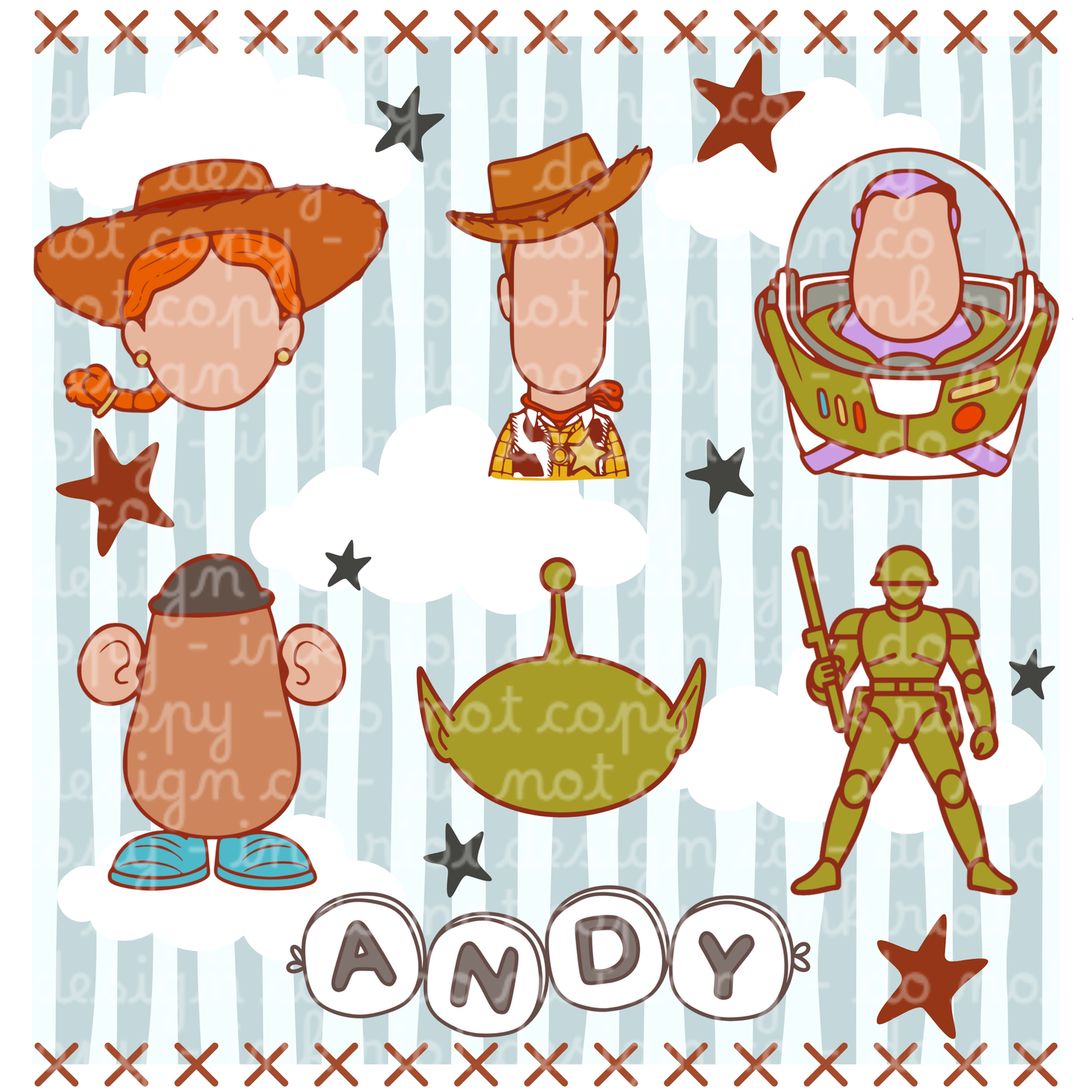Andy's Toys + Clouds PNG