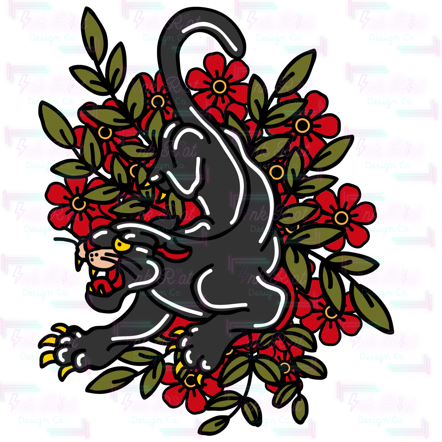 Floral Panther PNG