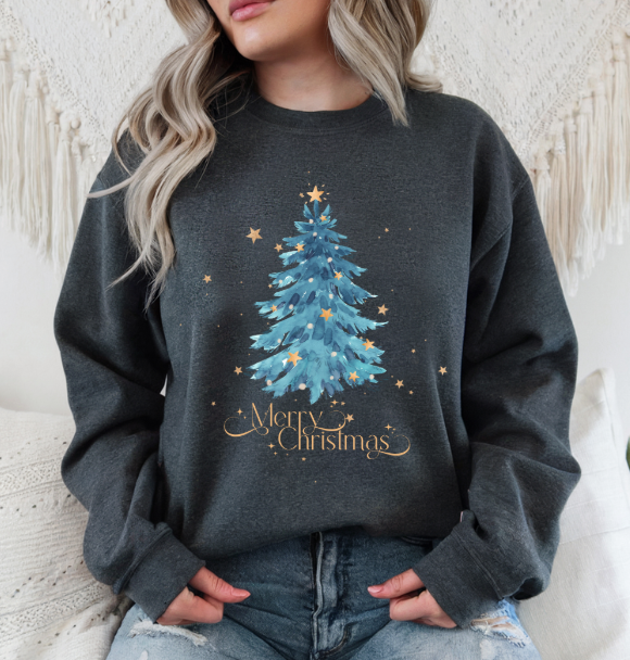 Blue Merry Christmas Tree