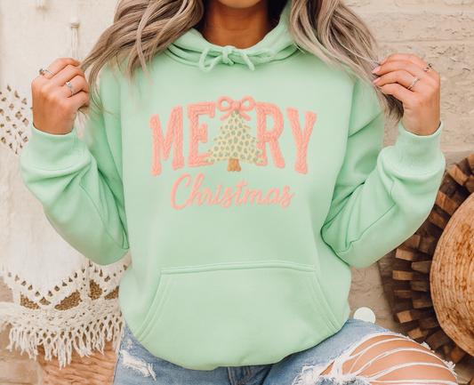 Faux Yarn Merry Christmas Pink & Green