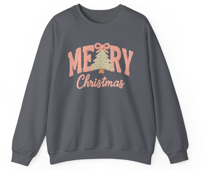 Faux Yarn Merry Christmas Pink & Green