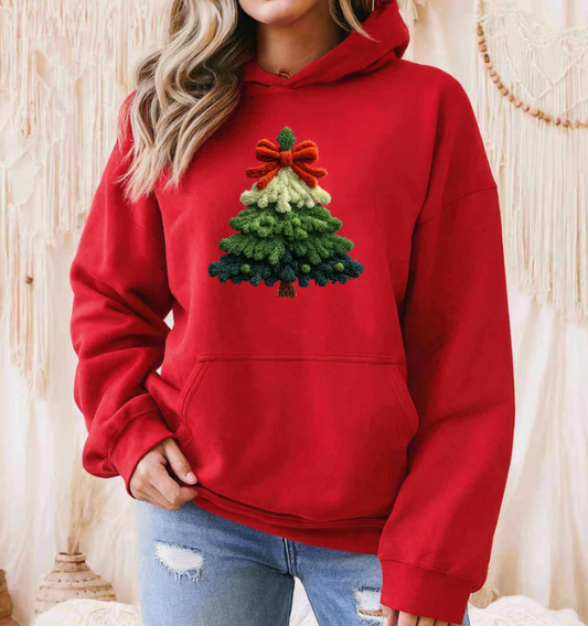 Faux Yarn Red & Green Tree