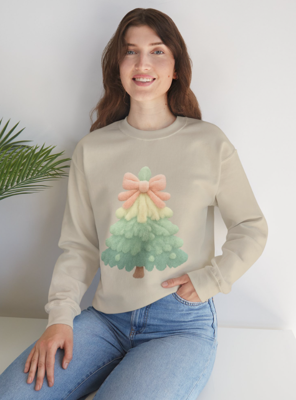 Faux Yarn Pink & Green Tree