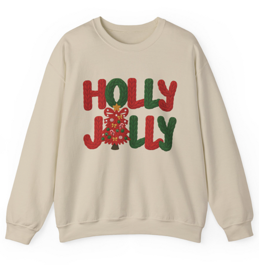 Faux Stitch Red & Green Holly Jolly