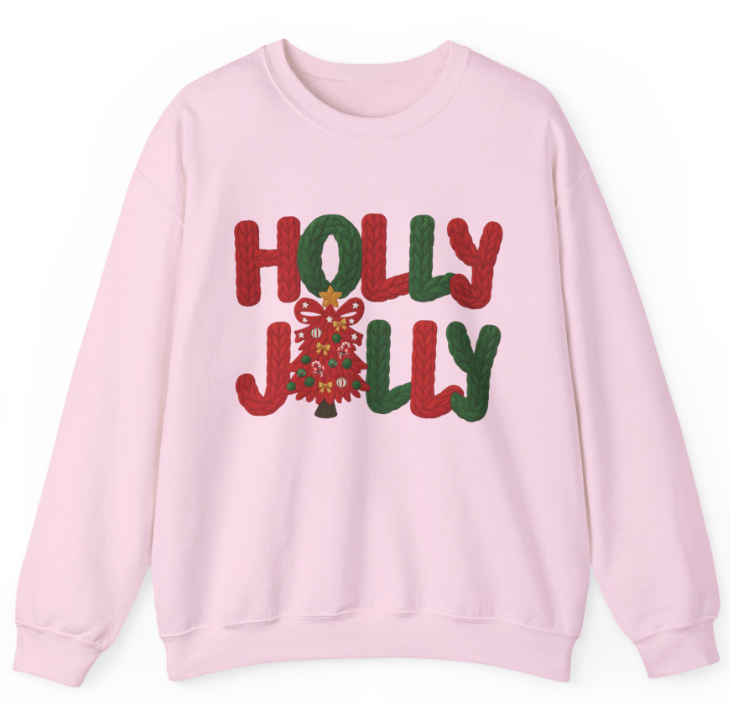 Faux Stitch Red & Green Holly Jolly