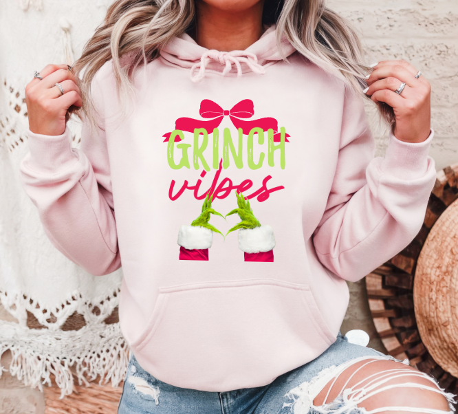 Grinch Vibes Heart Hand & Bow