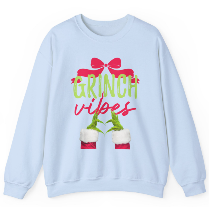 Grinch Vibes Heart Hand & Bow