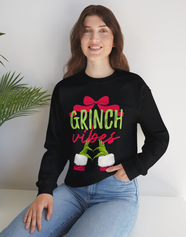 Grinch Vibes Heart Hand & Bow