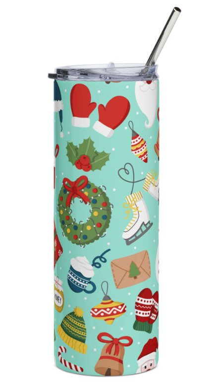 Teal Christmas Graphics Tumbler