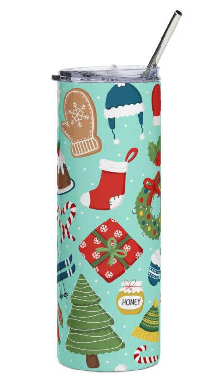 Teal Christmas Graphics Tumbler