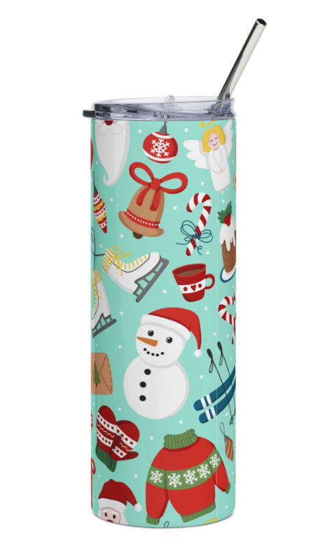 Teal Christmas Graphics Tumbler