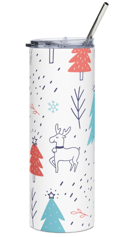 Teal & Orange Christmas Trees Tumbler