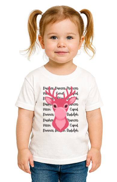 Youth Pink Reindeer Bubblegum T-Shirt