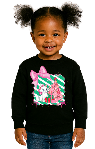 Youth Christmas Cat & Bows Sweatshirt