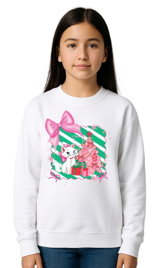 Youth Christmas Cat & Bows Sweatshirt