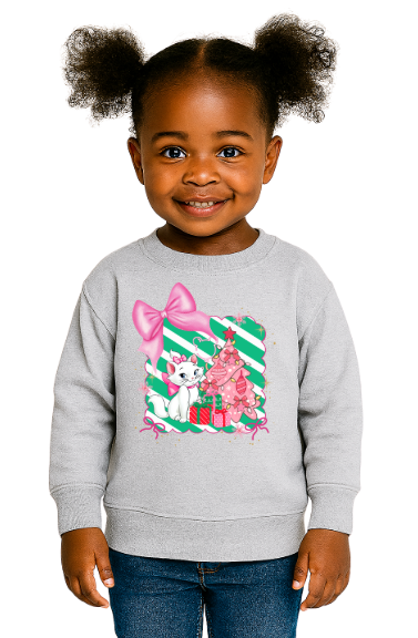 Youth Christmas Cat & Bows Sweatshirt