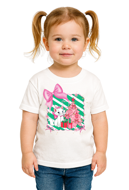 Youth Christmas Cat & Bows T-Shirt