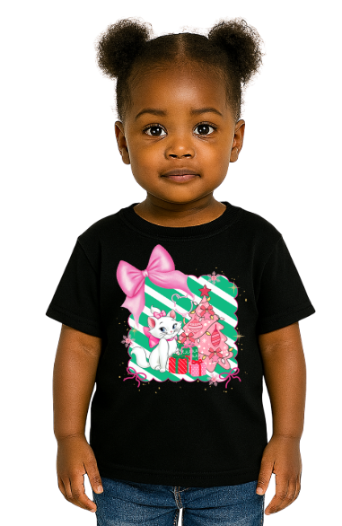 Youth Christmas Cat & Bows T-Shirt