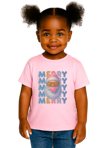 Youth Merry Santa Bubblegum T-Shirt