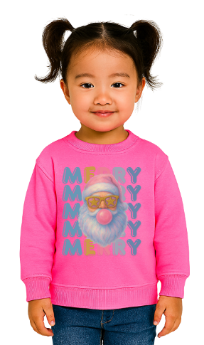 Youth Merry Santa Bubblegum Sweatshirt