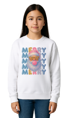 Youth Merry Santa Bubblegum Sweatshirt